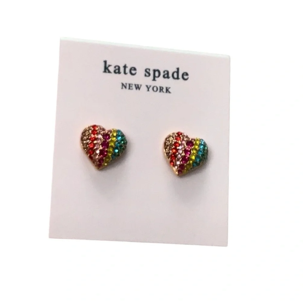kate spade On The Dot‎ Rainbow Collection Heart Stud Earrings NWT